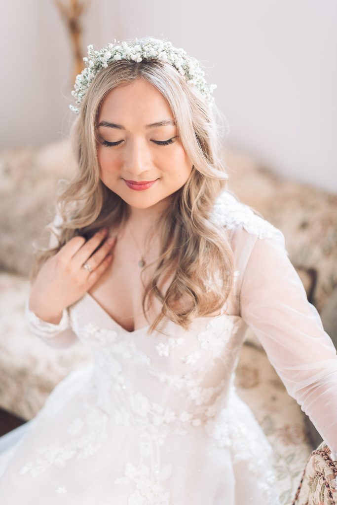 Bride in Ellie Sanderson Gown at Rackley's Barn