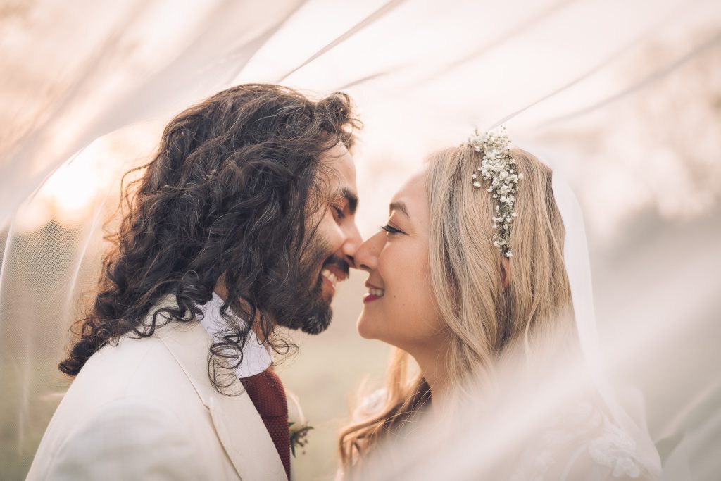 Bride and Groom kissing