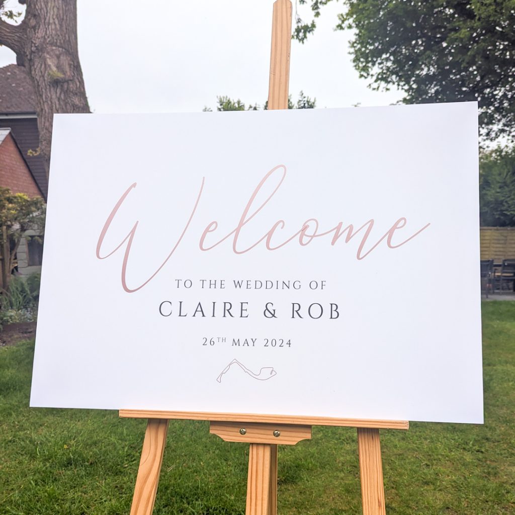 Welcome Sign with rose gold vinyl 