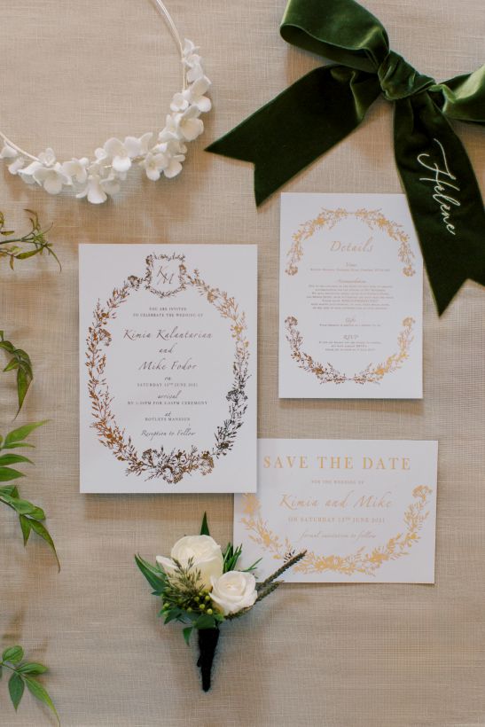 Gold elegant wedding invitations